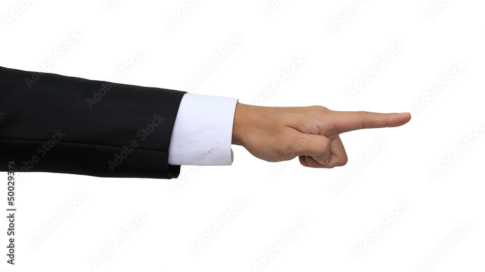 Business man's hand pointing isolated on white Business man's hand pointing isolated on white