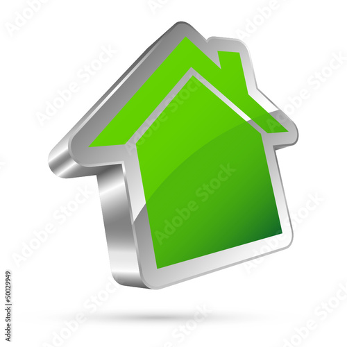 3D House Sign Green/Silver