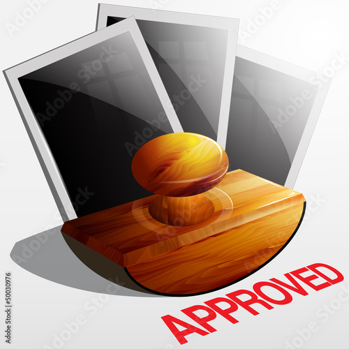 Wooden retro stamp on the photo frames