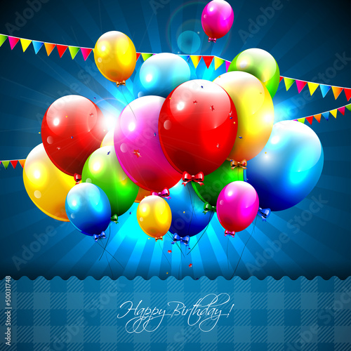 Colorful balloons on blue background