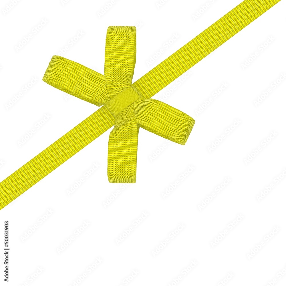 Obraz premium Yellow bow on a white background