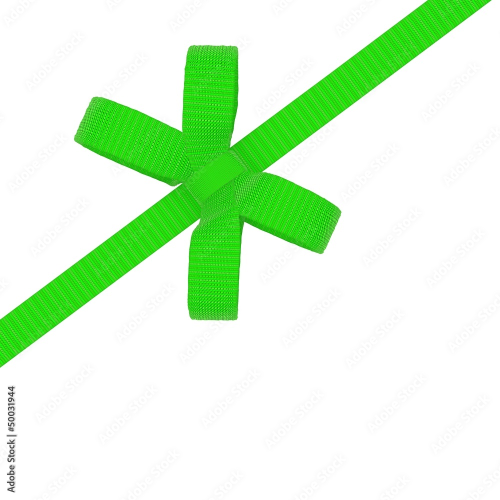 Green bow on a white background