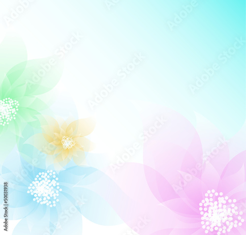 Invitation or wedding card with abstract floral background.