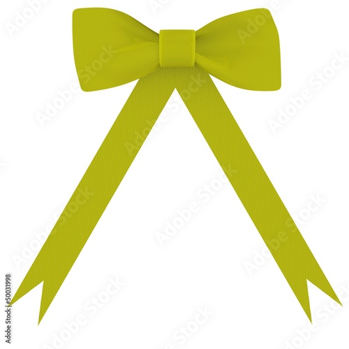 Yellow bow on a white background