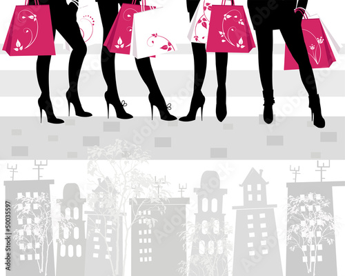 Beautiful girls on shopping