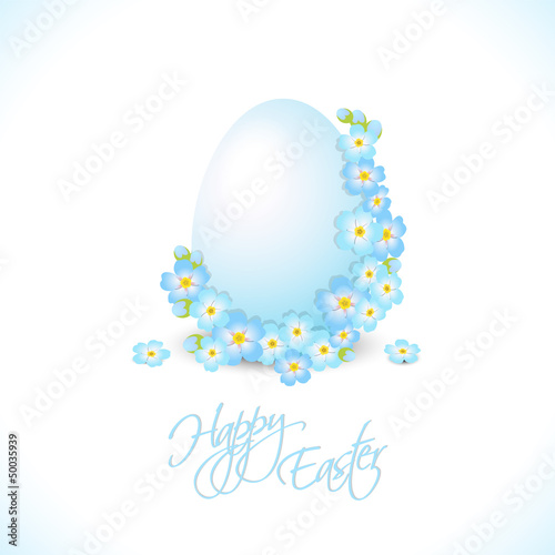 easter egg with blue flowers