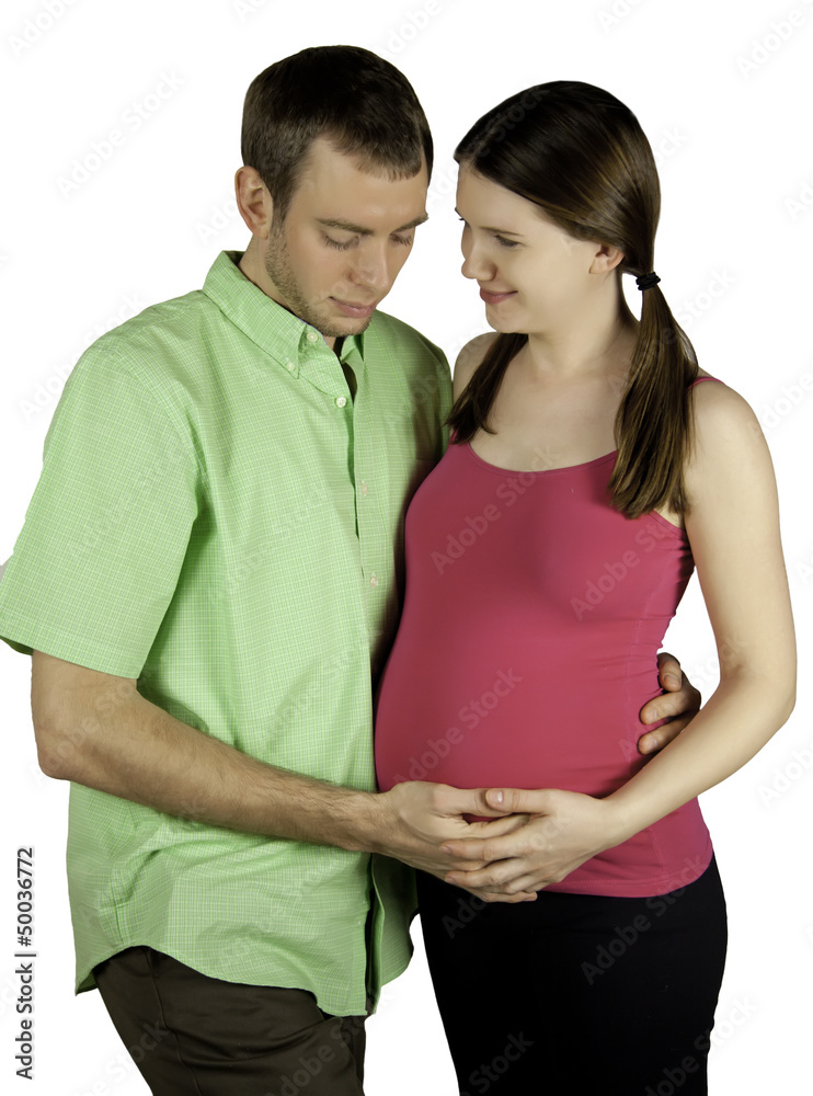 Pregnant couple in love.