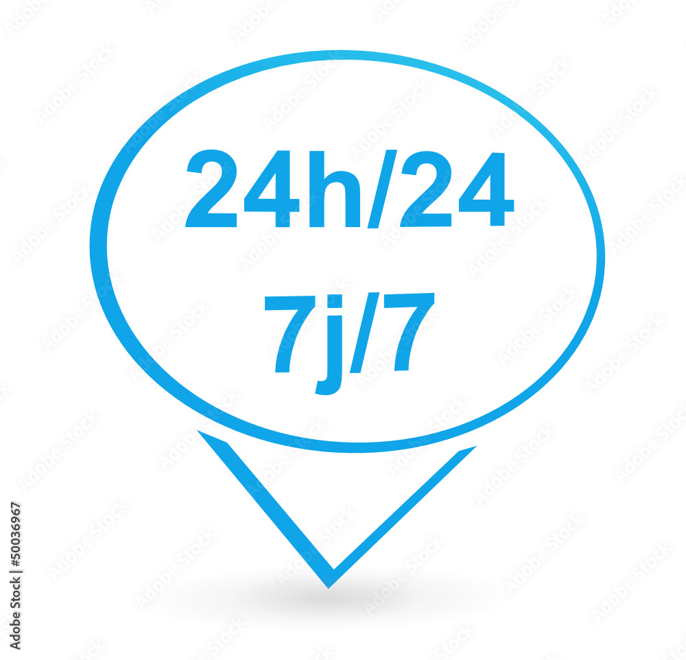 24 heures sur 24 7 jours sur 7 sur signet bleu 24 heures sur 24 7 jours sur 7 sur signet bleu