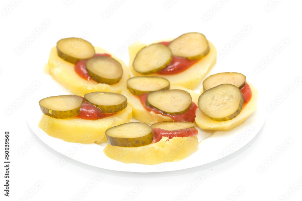 pickles on boiled potatoes pickles on boiled potatoes