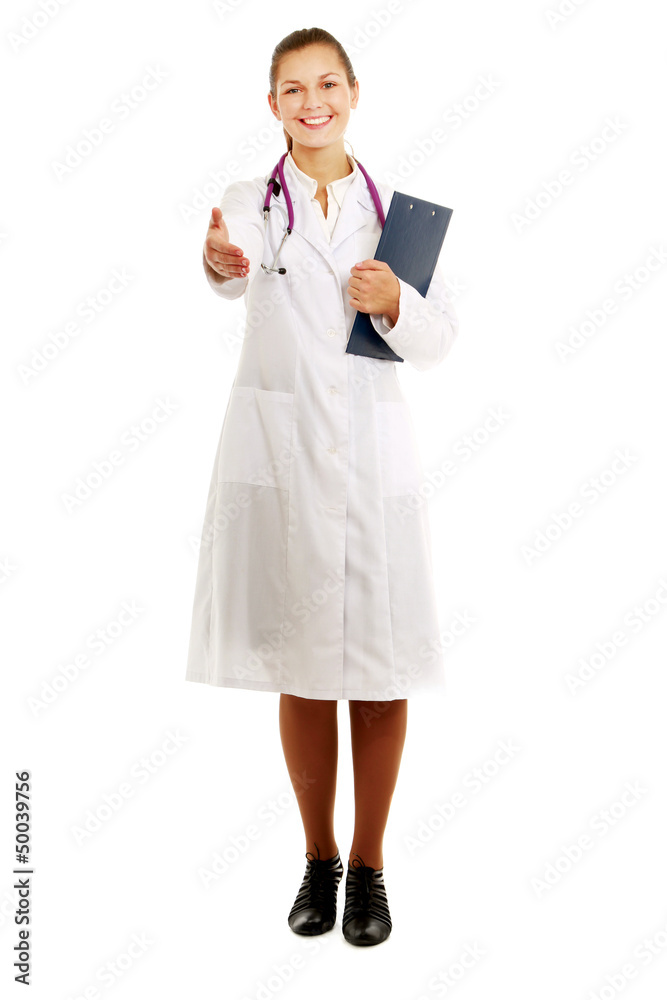 A female doctor's handshake A female doctor's handshake