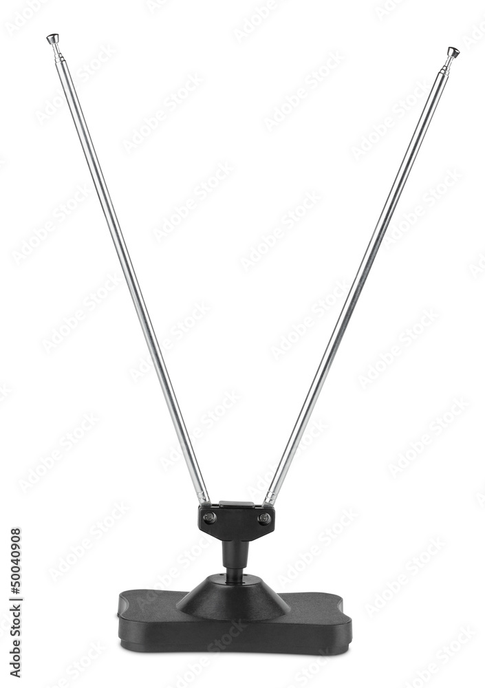 Old tv antenna isolated on white with clipping path - obrazy, fototapety, plakaty 