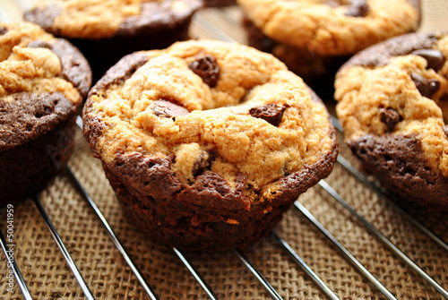 Cooling Chocolate Chip Cookie Dough Muffins
