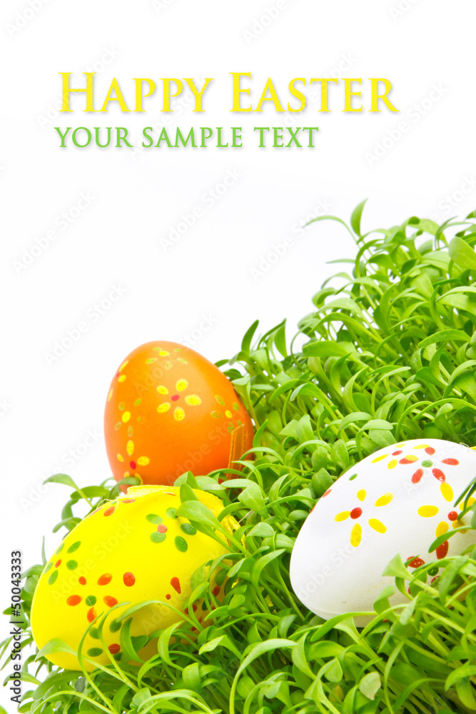 Decorative easter eggs in a grass Decorative easter eggs in a grass