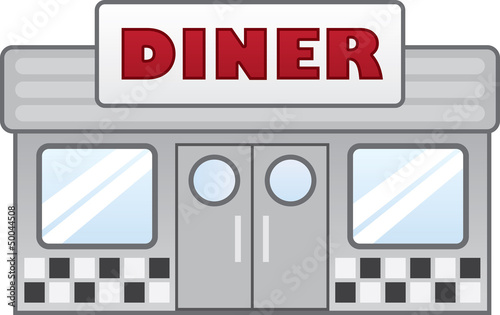 Isolated diner restaurant with large sign