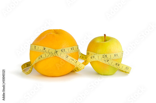 Measurement of orange and apple