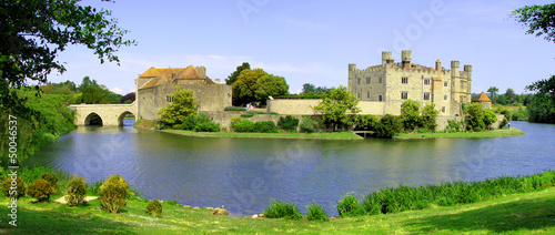 Panaramic view of Leeds Castle and moat, England #50046537