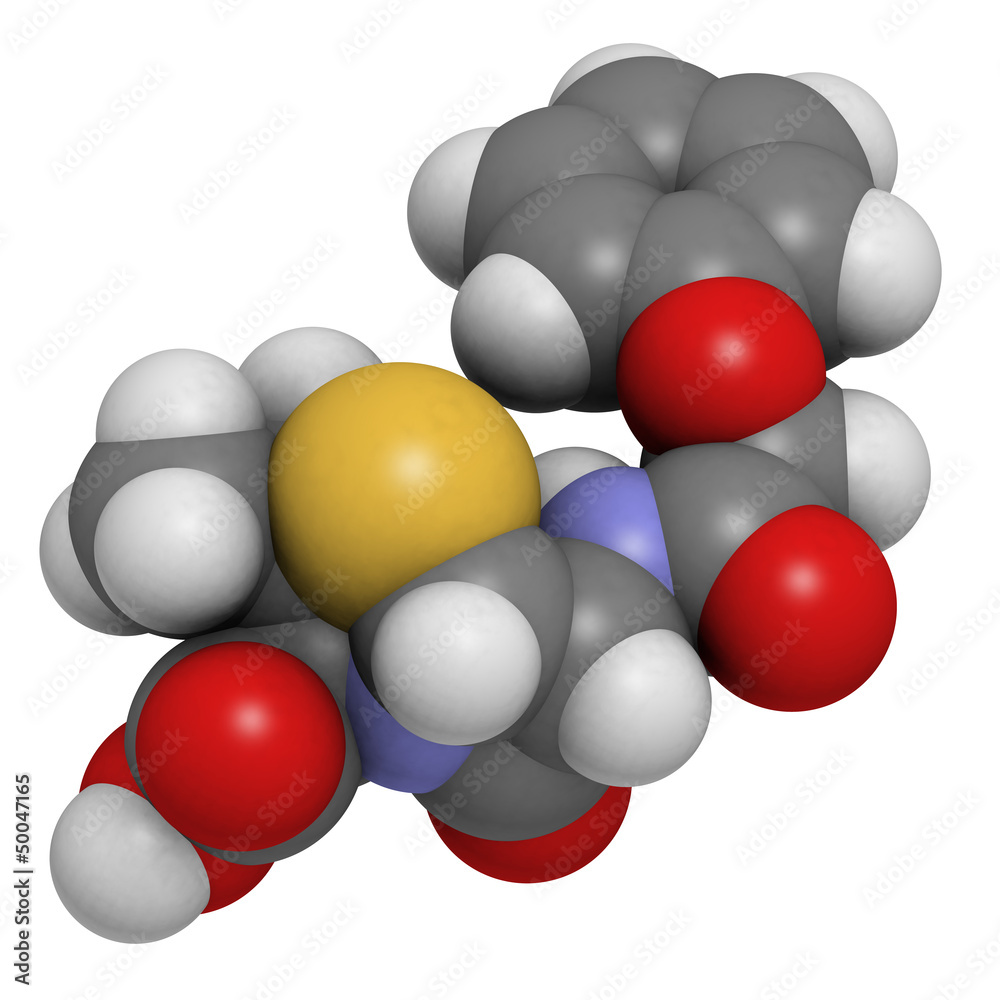 Penicillin V antibiotic, molecular model Penicillin V antibiotic, molecular model