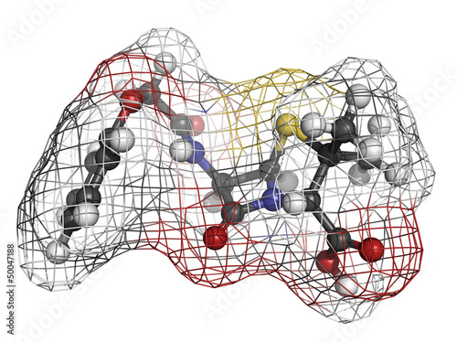 Penicillin V antibiotic, molecular model photo
