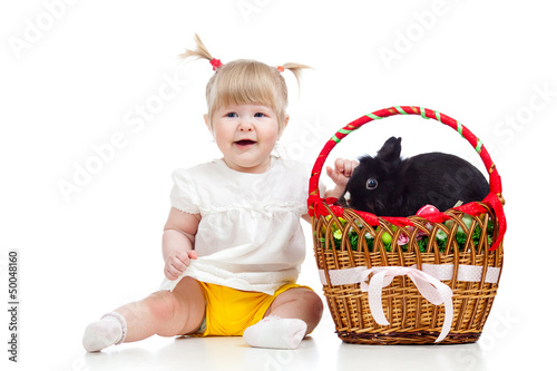 funny baby girl with Easter...