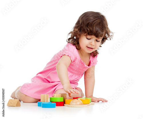 cute kid girl playing with ...