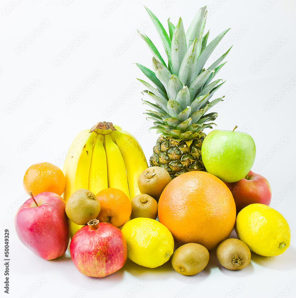 still life from different fruit on a white background still life from different fruit on a white background