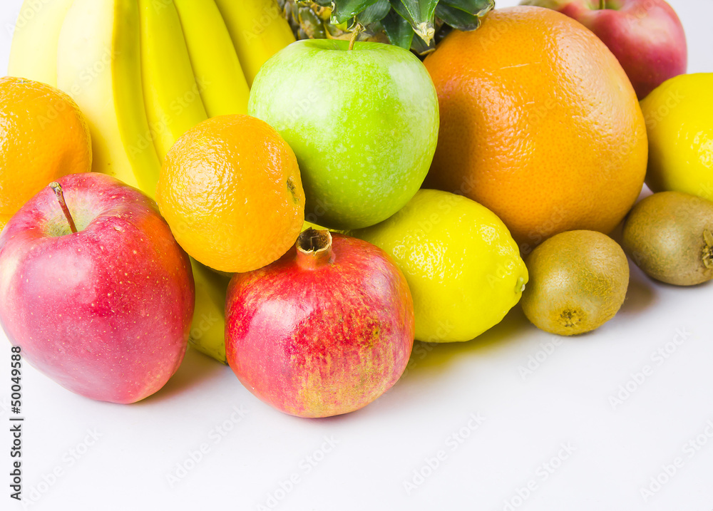 still life from different fruit on a white background still life from different fruit on a white background