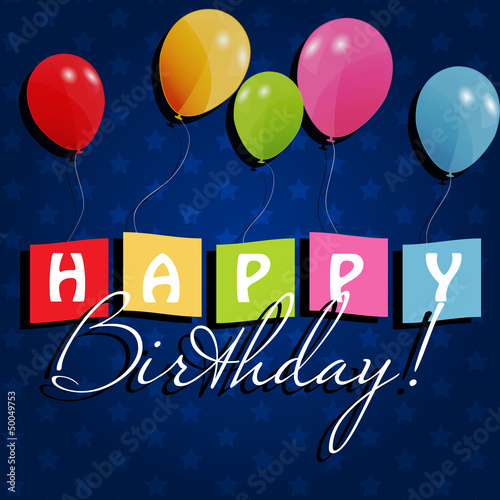 birthday card with colored ballons  vector illustration