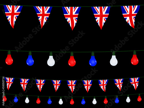 UK Union Flag Bunting on a black background photo