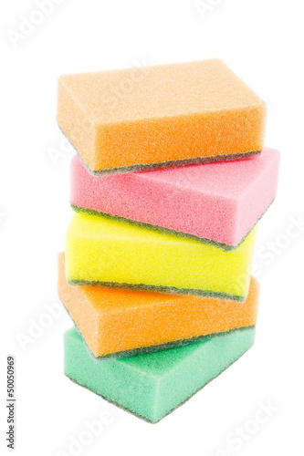 sponges for doing dishes on a white background, is isolated