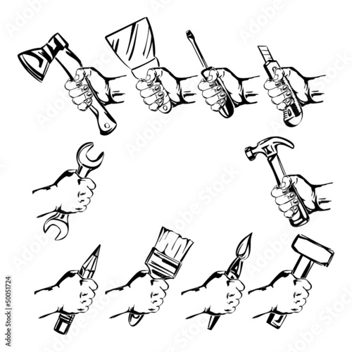 hand holding tool  set vector