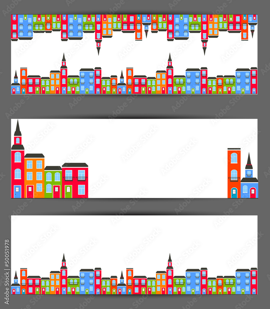 Color city banners. Vector