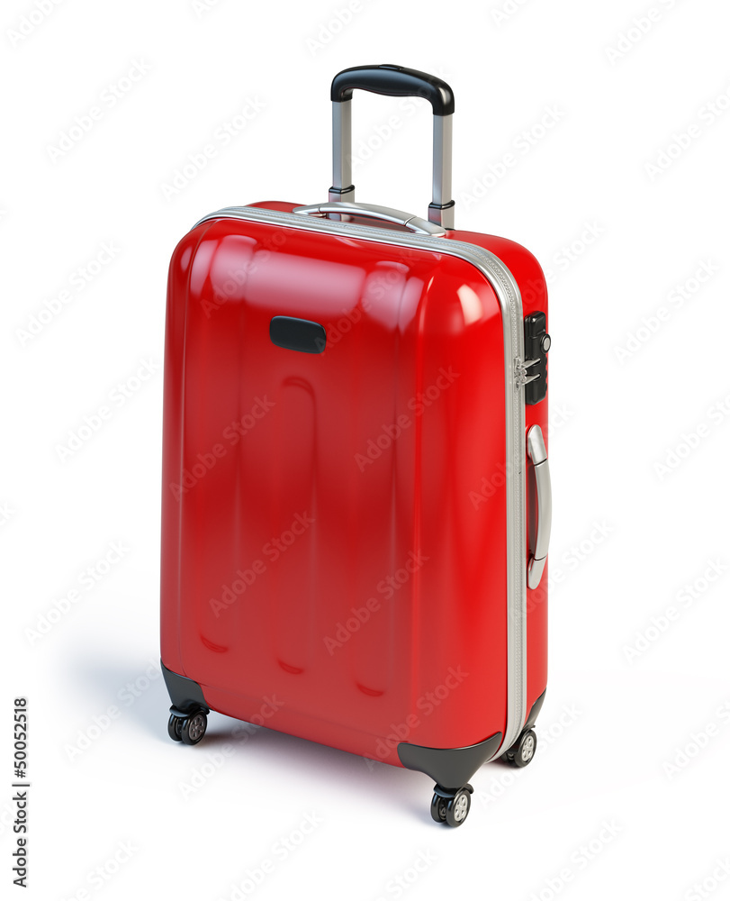 Red suitcase isolated on white Red suitcase isolated on white
