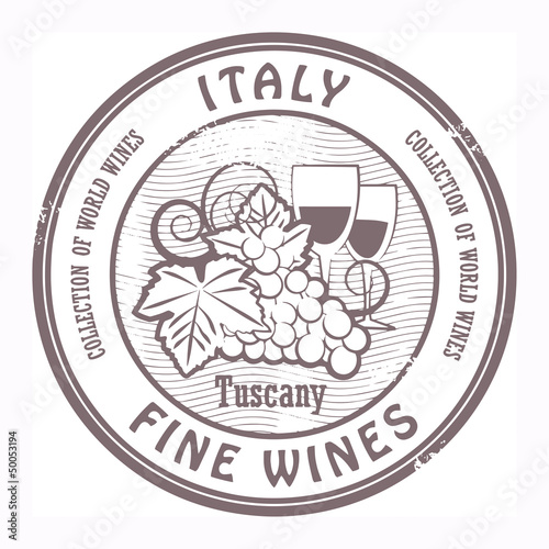 Grunge stamp with words Italy, Fine Wines, vector illustration