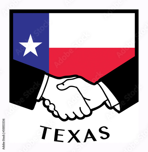 Texas flag and business handshake, vector illustration