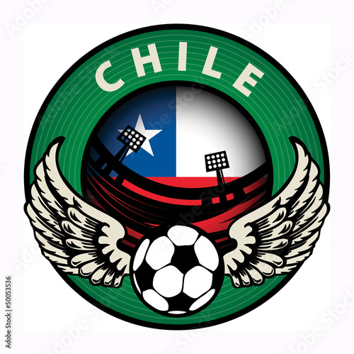 Label with football and name Chile, vector illustration
