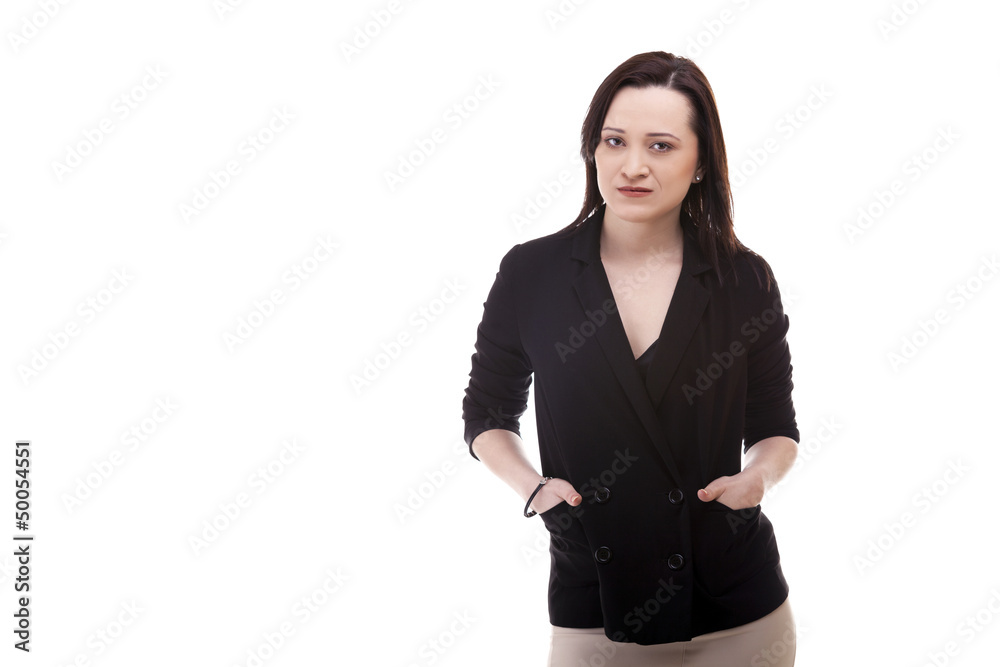 Caucasian Businesswoman in a suit isolated on white background Caucasian Businesswoman in a suit isolated on white background