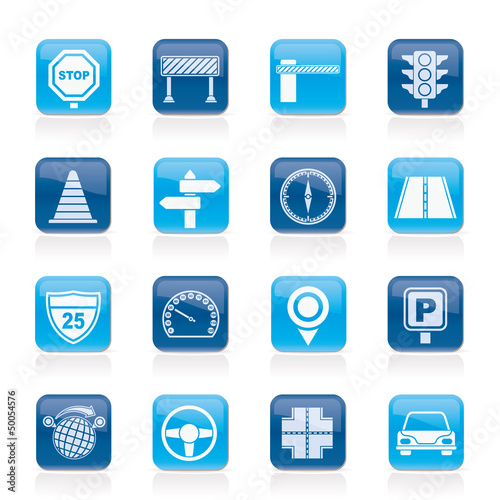 Road and Traffic Icons - vector icon set