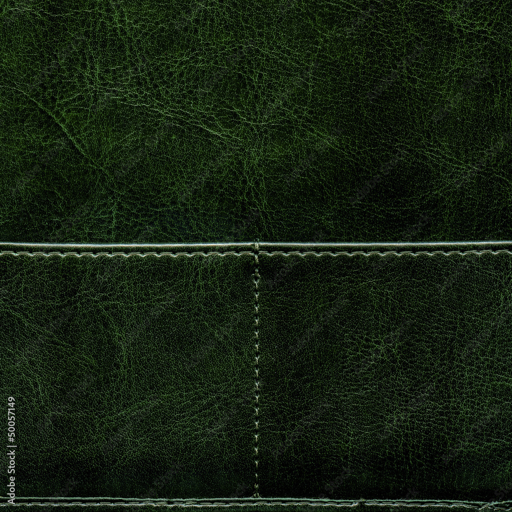 Fototapeta premium green leather texture, stitch