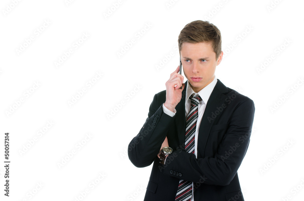 zorniger kaufmann mit handy