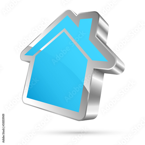 House Icon 3D Light Blue/Silver