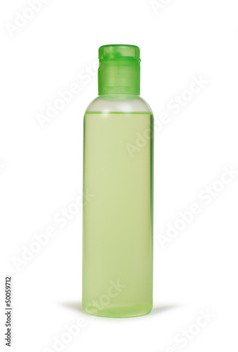 Green transparent cosmetic bottle