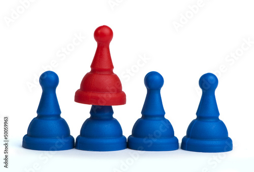 Red and blue game pawns white isolated © Deyan Georgiev