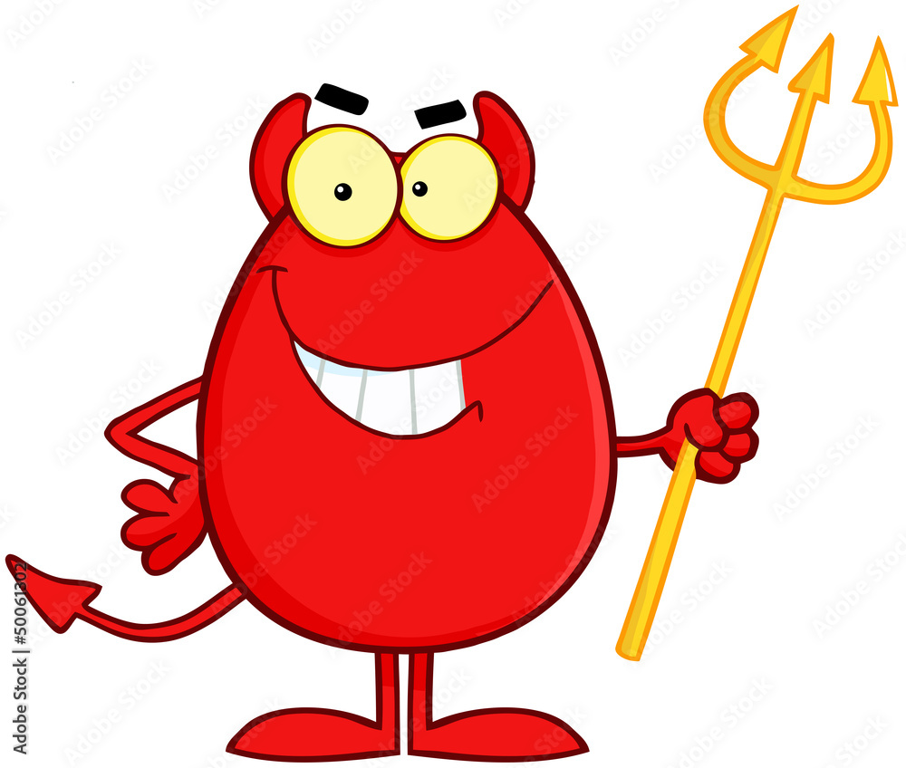 Naklejka premium Smiling Devil Easter Egg Cartoon Character