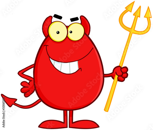Smiling Devil Easter Egg Cartoon Character