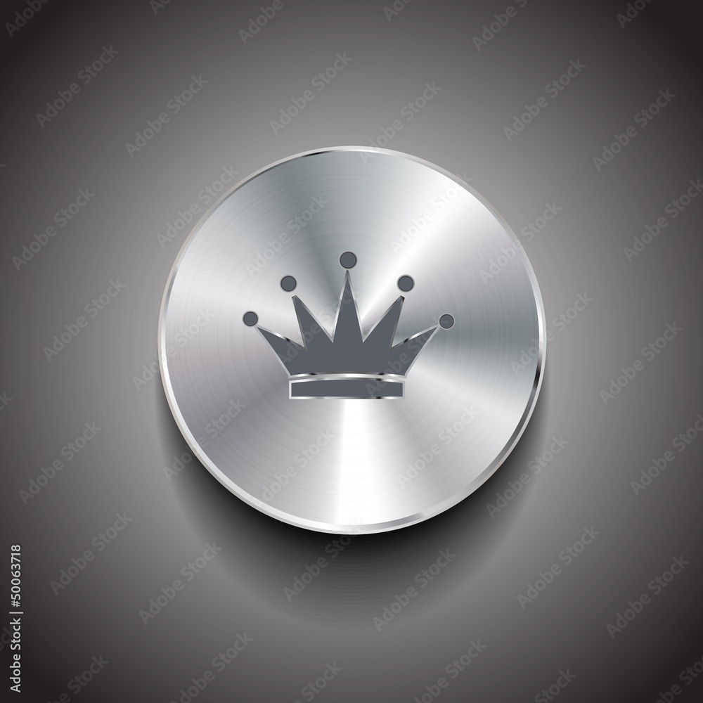 Vector brushed metal crown button