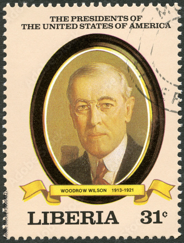 LIBERIA - 1982: shows President Woodrow Wilson (1913-1921) photo