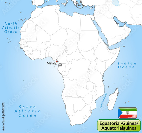 Übersichtskarte von Äquatorialguinea mit Landesflagge