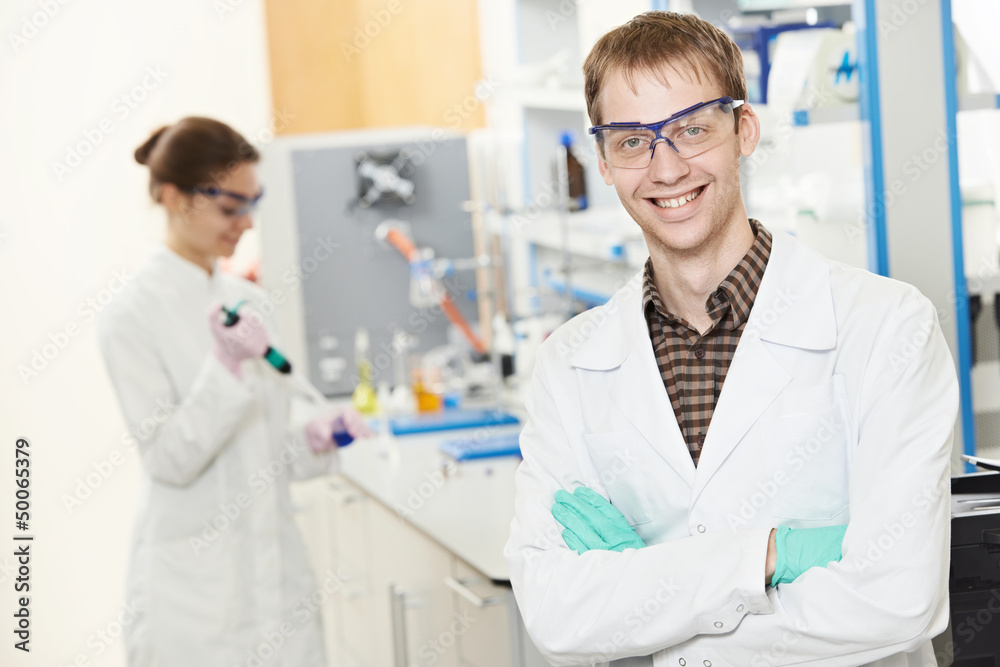Chemist researchers workers in laboratory Chemist researchers workers in laboratory