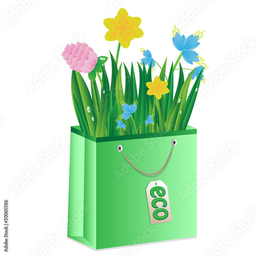 flowers and grass are in the package of green color