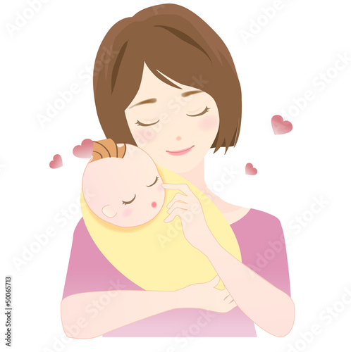女性　赤ちゃんを抱く